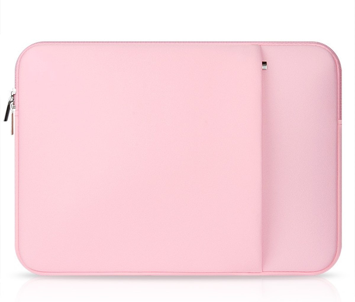 Luxe Laptophoes Ritssluiting Glad met Zijvak | 13 inch | Roze | Laptop Accessoires